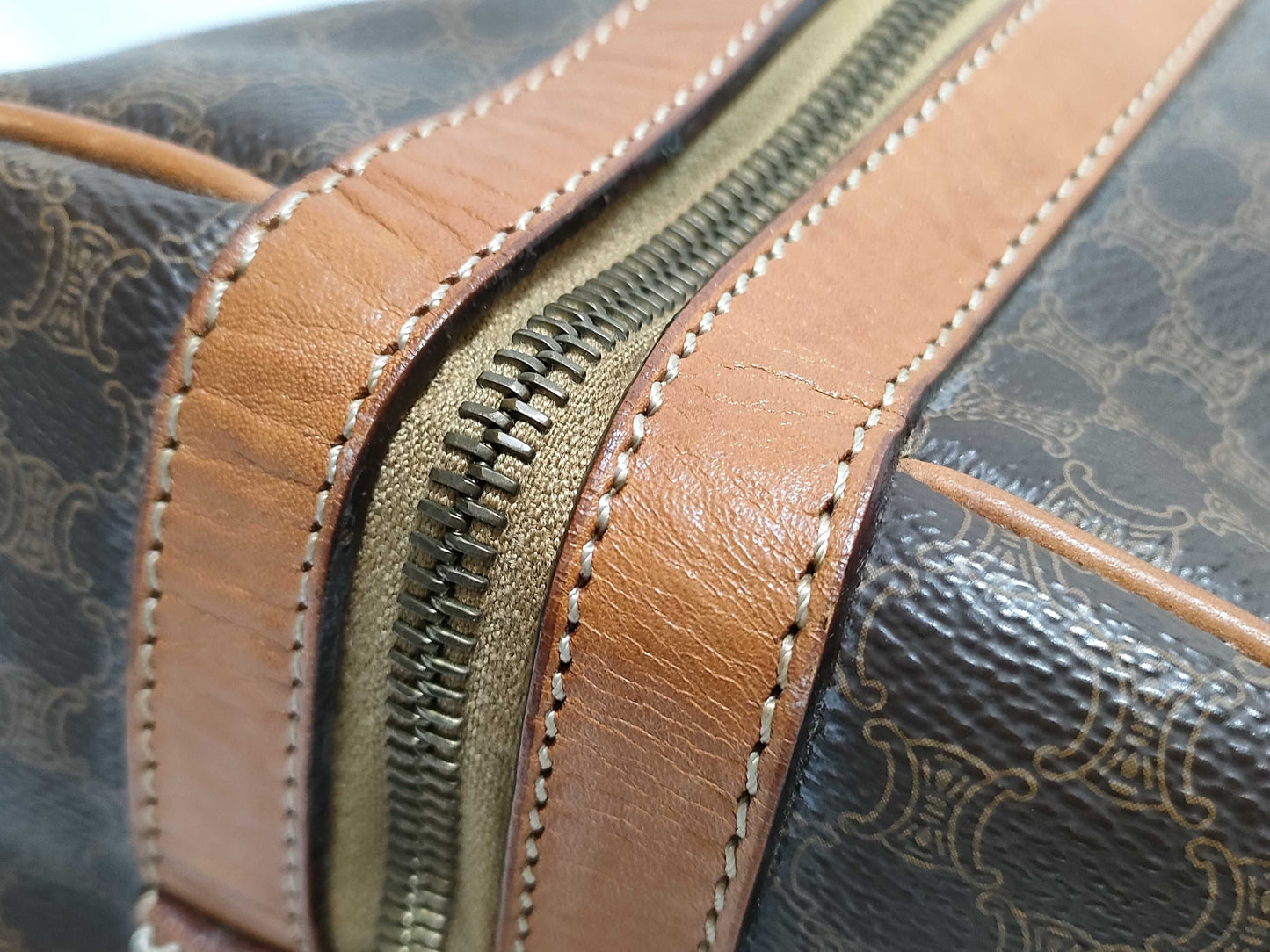 CELINE Boston Bag Macadam Brown Boston Bag