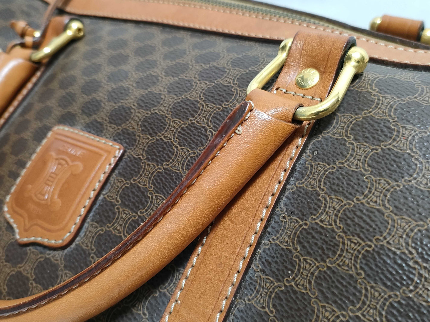 CELINE Boston Bag Macadam Brown Boston Bag