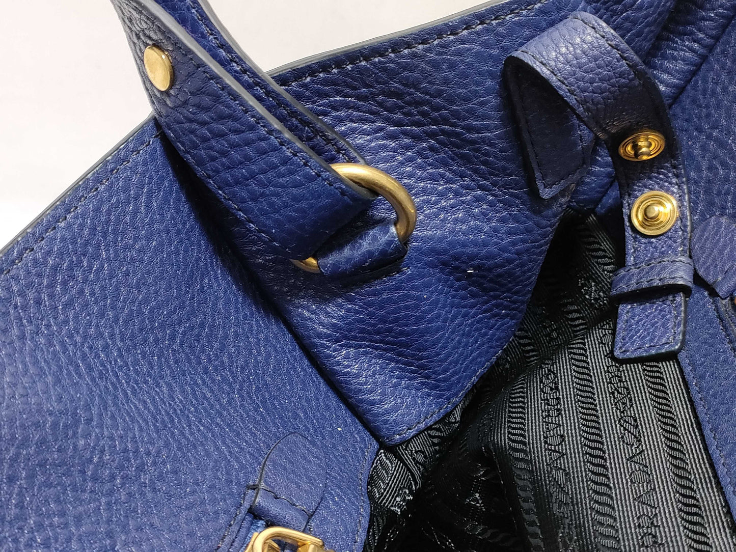 PRADA Prada Tote Bag, Leather, Navy, bn2671, 2-Way Tote Bag