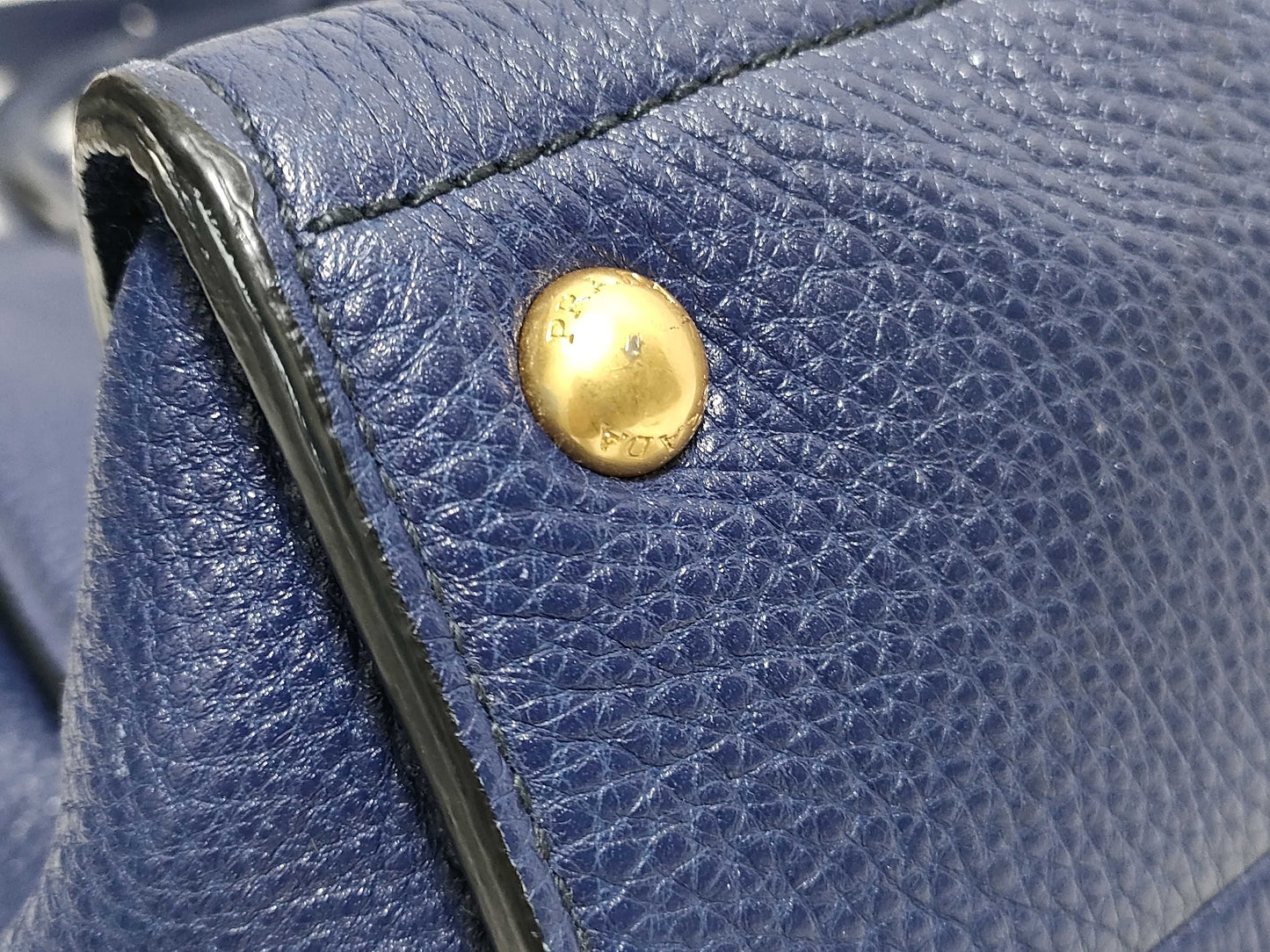 PRADA Prada Tote Bag, Leather, Navy, bn2671, 2-Way Tote Bag
