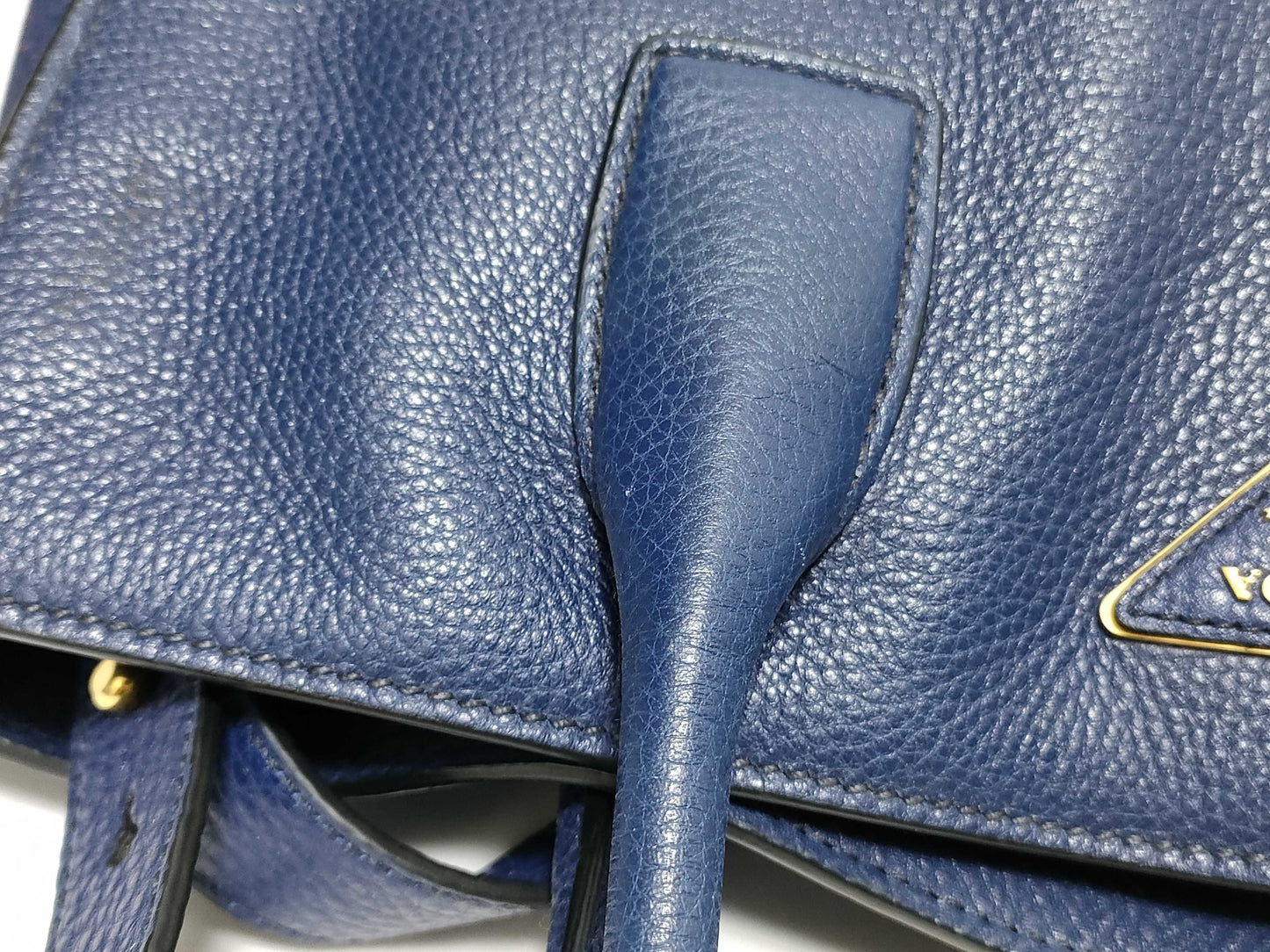 PRADA Prada Tote Bag, Leather, Navy, bn2671, 2-Way Tote Bag