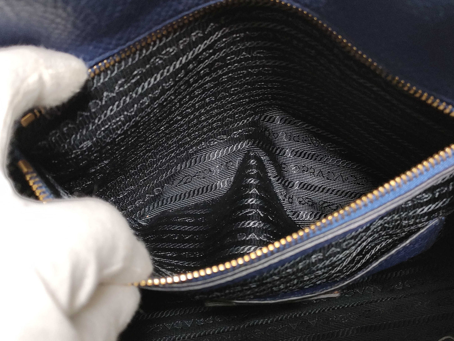 PRADA Prada Tote Bag, Leather, Navy, bn2671, 2-Way Tote Bag