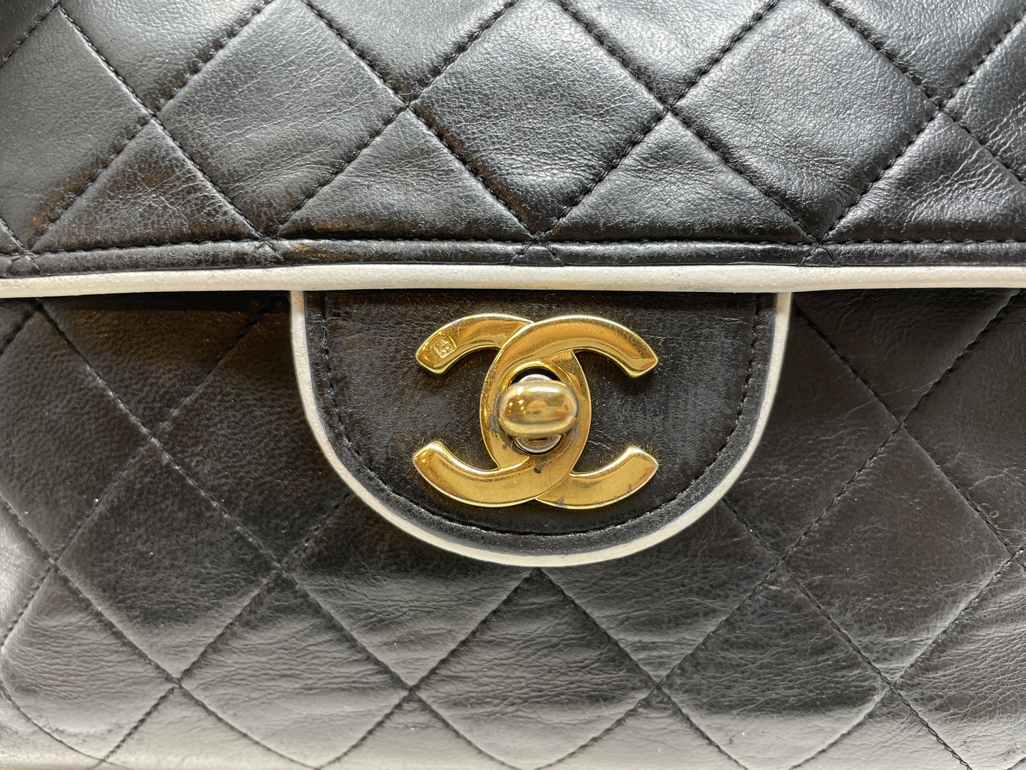 CHANEL Mini Matelasse Shoulder Bag, Lambskin, Two-Tone, with Seal