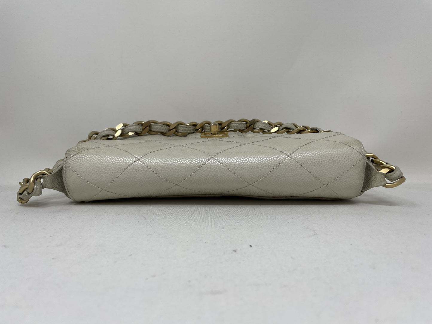 CHANEL Metallic Turn Lock Shoulder Bag with Seal