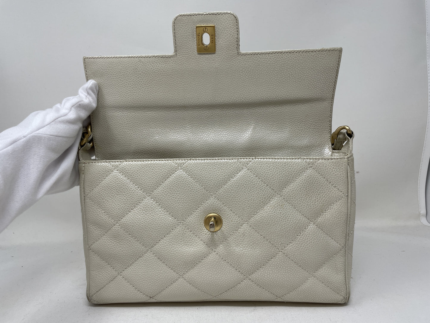 CHANEL Metallic Turn Lock Shoulder Bag with Seal