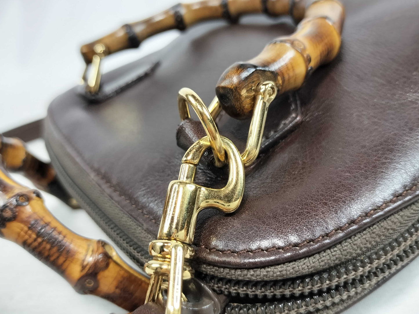 GUCCI Bamboo 2-way shoulder bag/handbag in brown