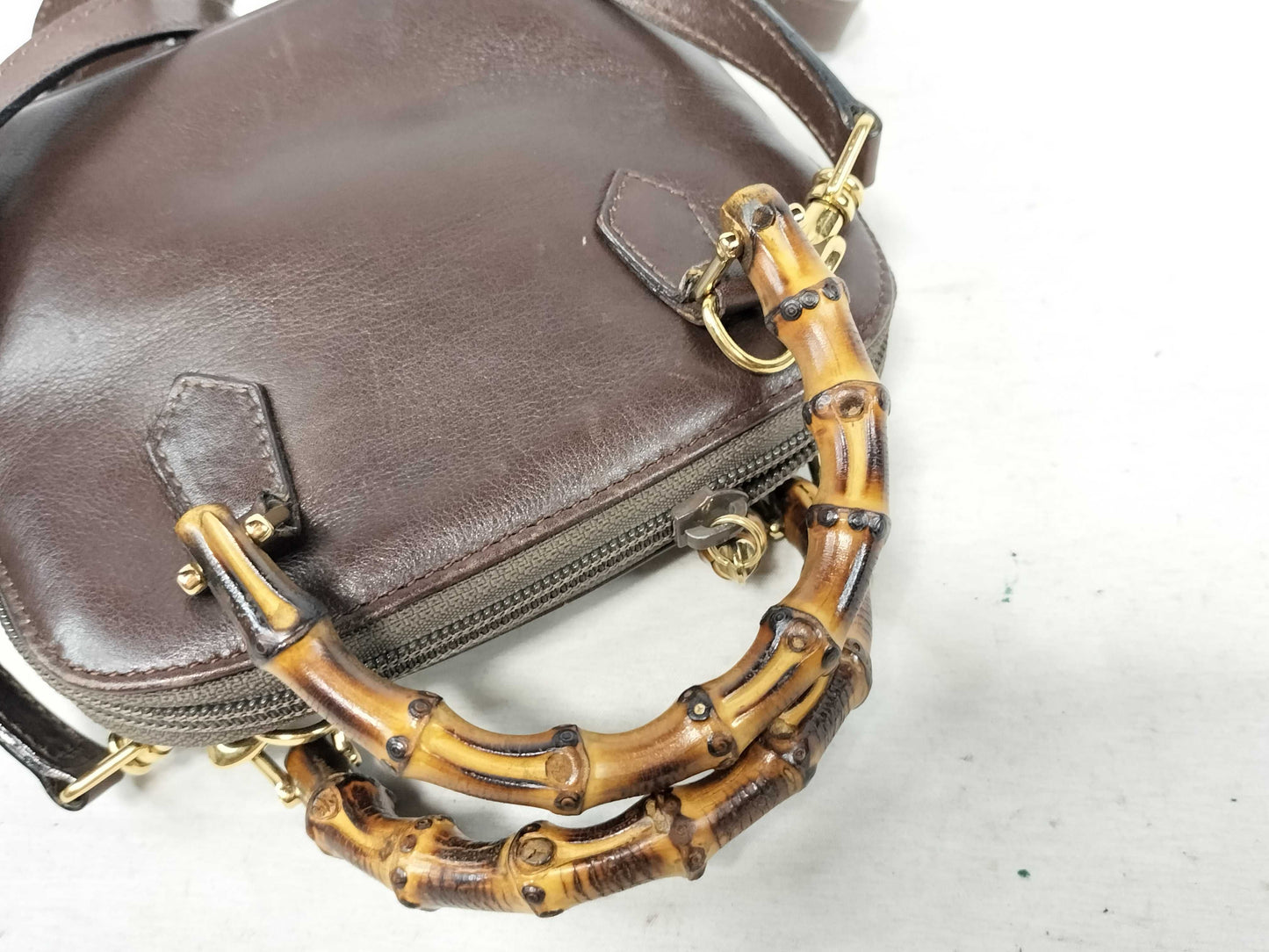 GUCCI Bamboo 2-way shoulder bag/handbag in brown