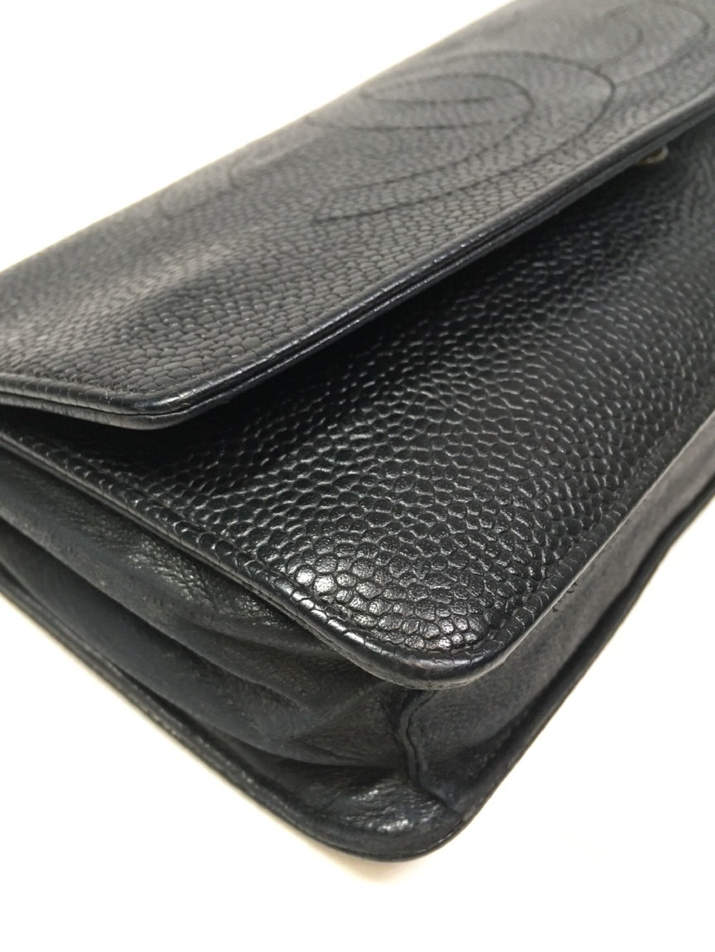 CHANEL Caviar Skin Long Wallet Pouch Wallet