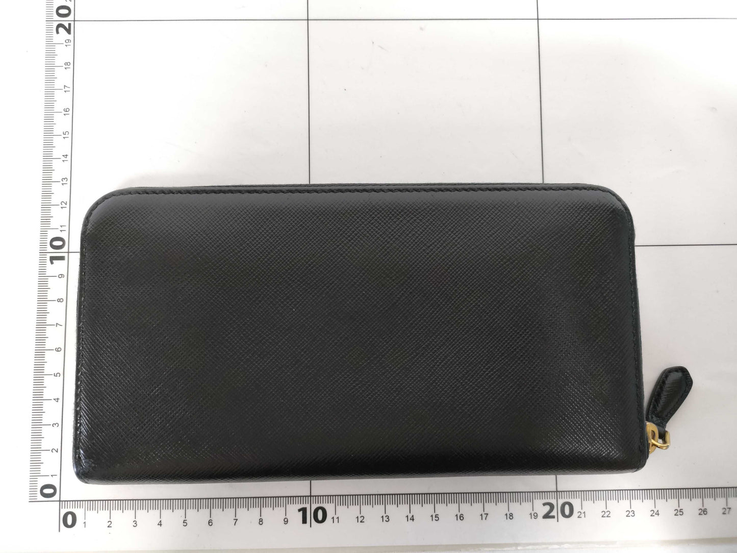 PRADA Saffiano Round Zippy Logo Wallet