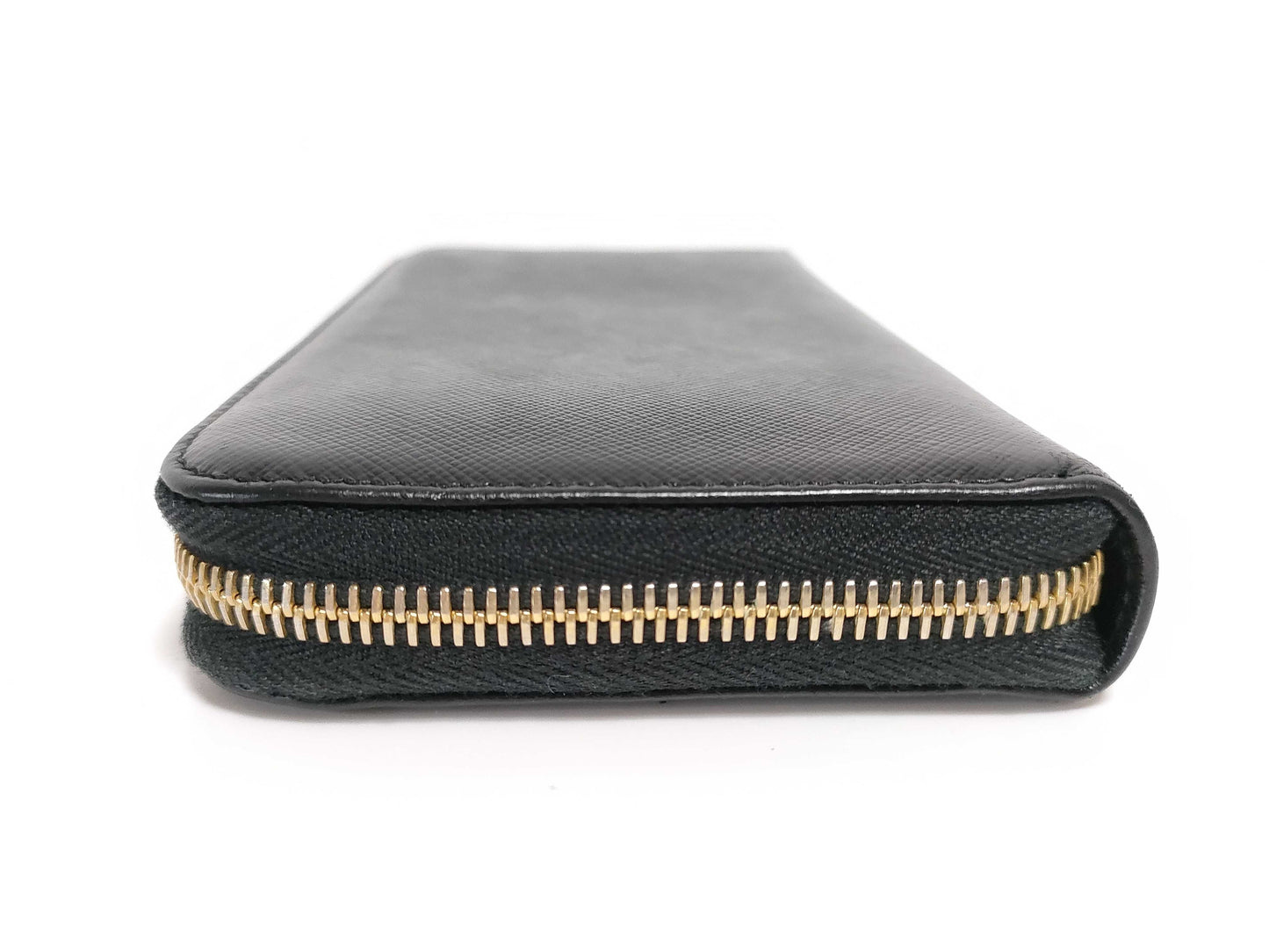PRADA Saffiano Round Zippy Logo Wallet