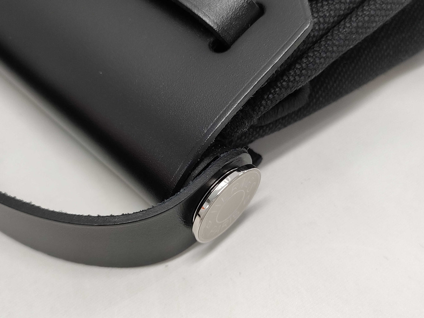 HERMES Airbag Zip Mini Shoulder Bag in Black Box Calf Leather with Silver Hardware and W Stamp