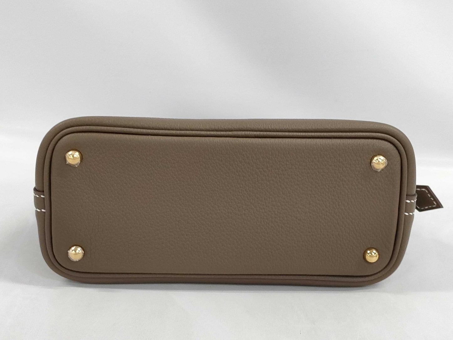 HERMES Bolide 1923 Mini Etoupe/Ecorse Evercolor Shoulder Bag with Gold Hardware and Double Stamp