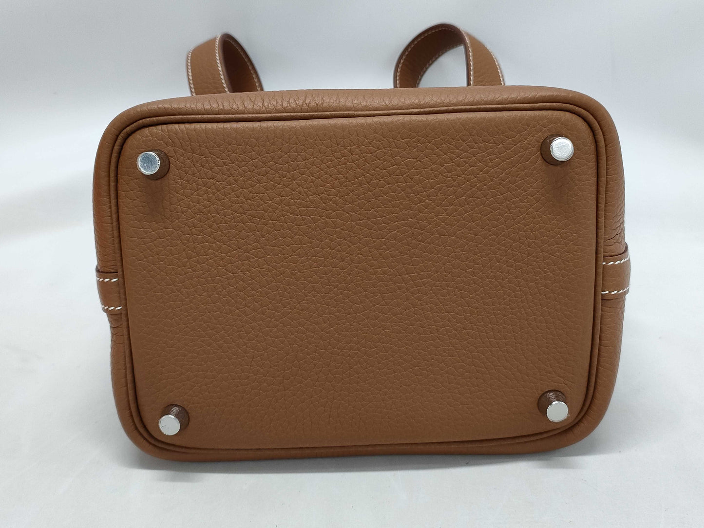 HERMES Picotin Picotin Lock 18 Shoulder Bag in Gold, Taurillon Clemence Leather, Silver Hardware, Double Stamp