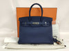 HERMES Birkin 30 Blue Sapphire Togo Shoulder Bag with Silver Hardware and Z Stamp