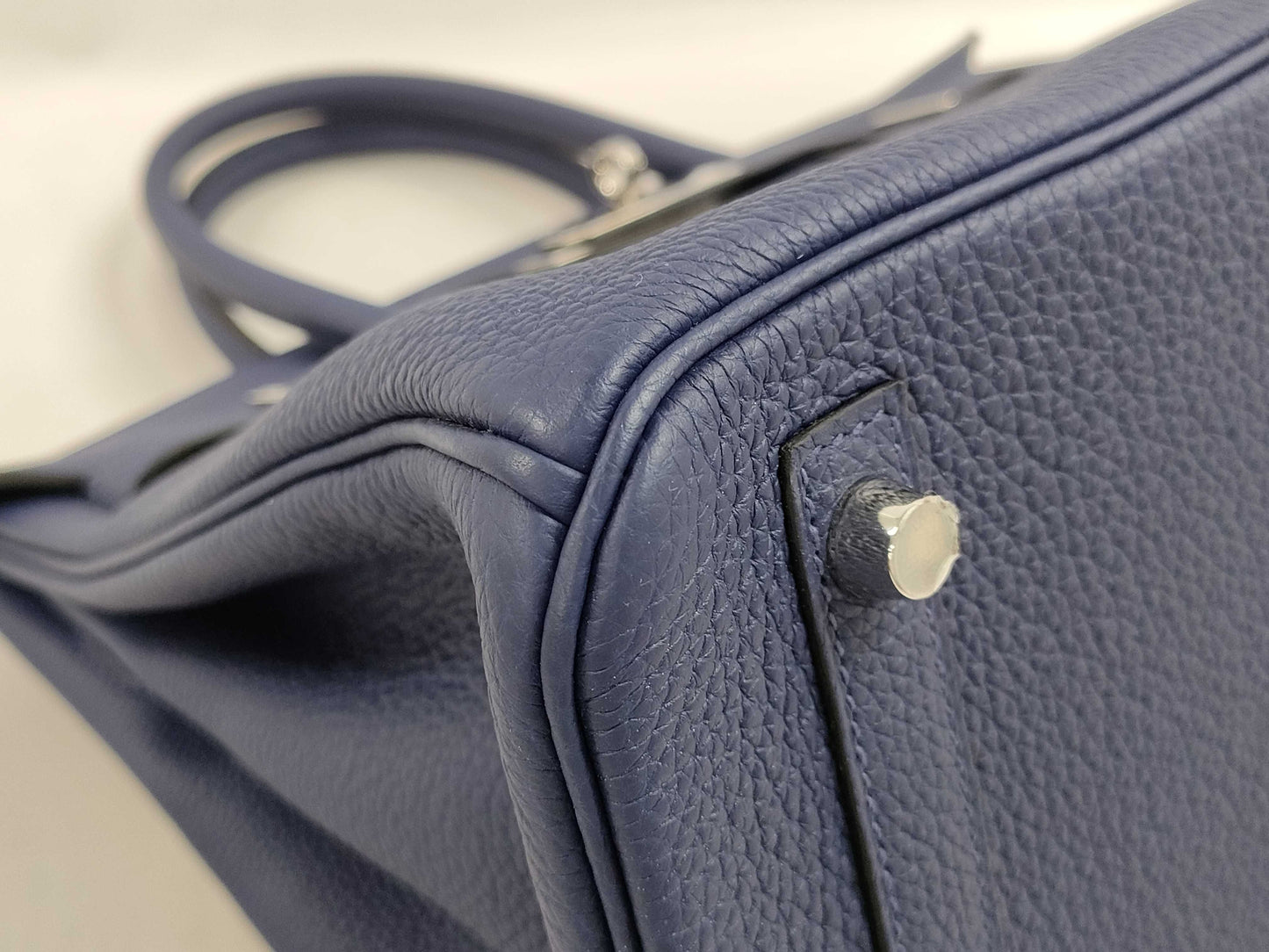 HERMES Birkin 30 Blue Sapphire Togo Shoulder Bag with Silver Hardware and Z Stamp