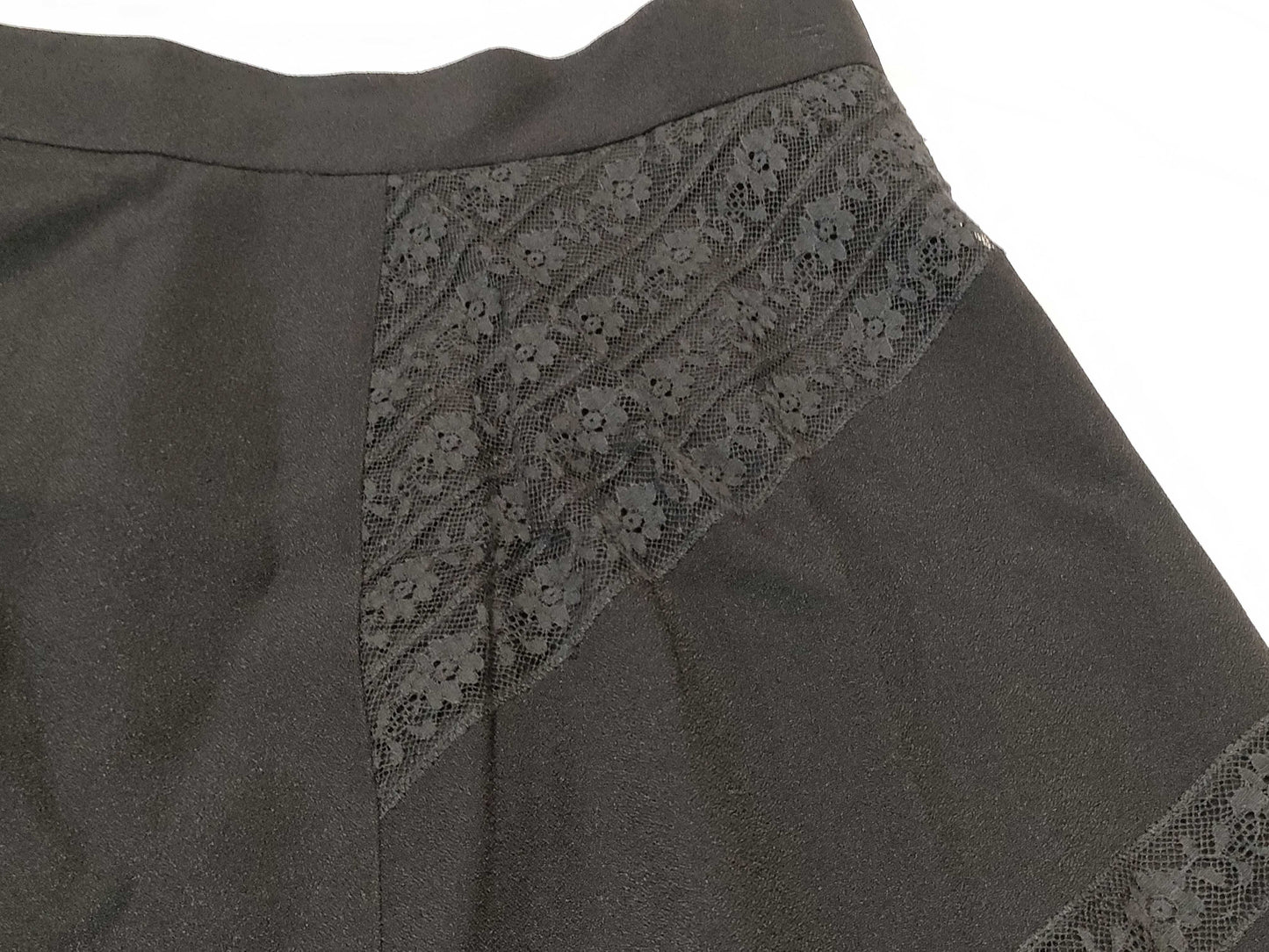 PRADA Floral Lace Embroidered Skirt, Black