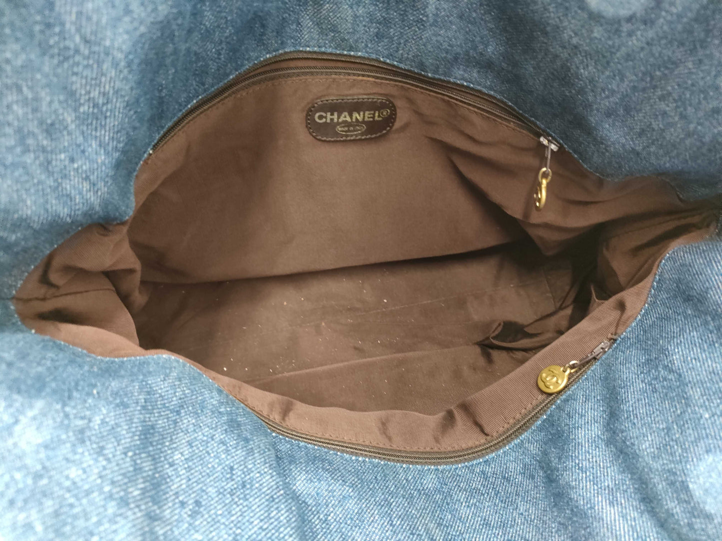 CHANEL denim tote bag