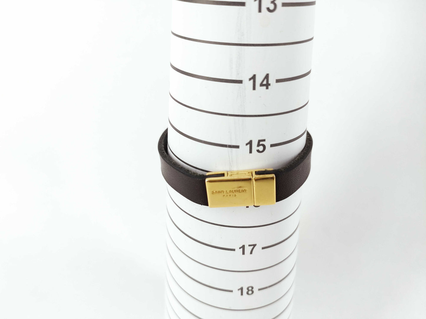 Yves Saint Laurent Cassandra Logo Bracelet in Leather, Black and Gold