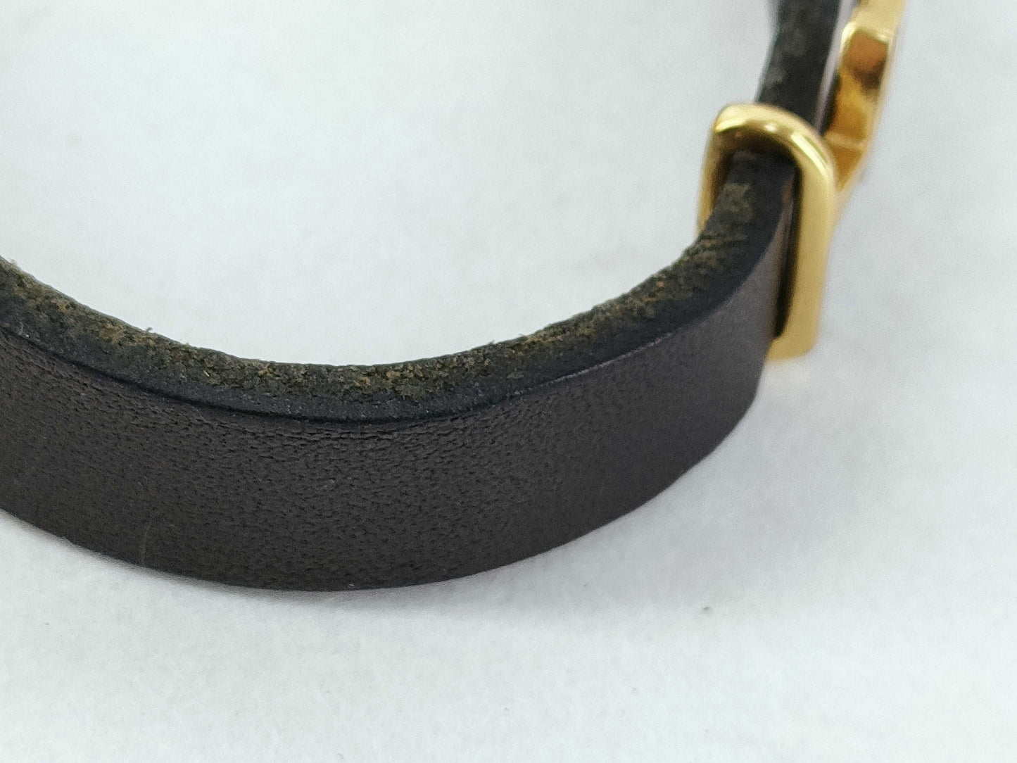 Yves Saint Laurent Cassandra Logo Bracelet in Leather, Black and Gold
