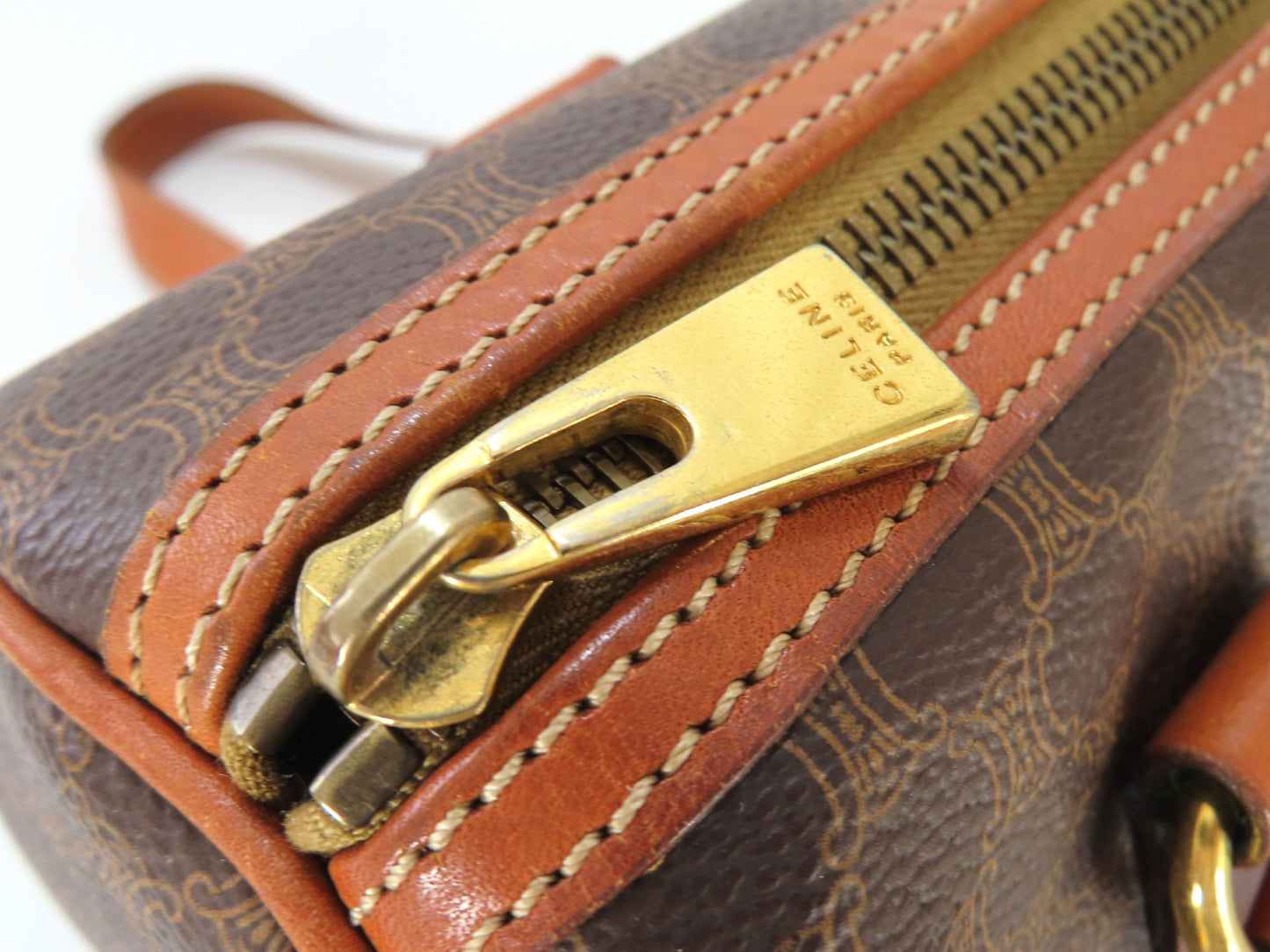 CELINE Macadam Mini Boston Bag, Brown, Shoulder Bag