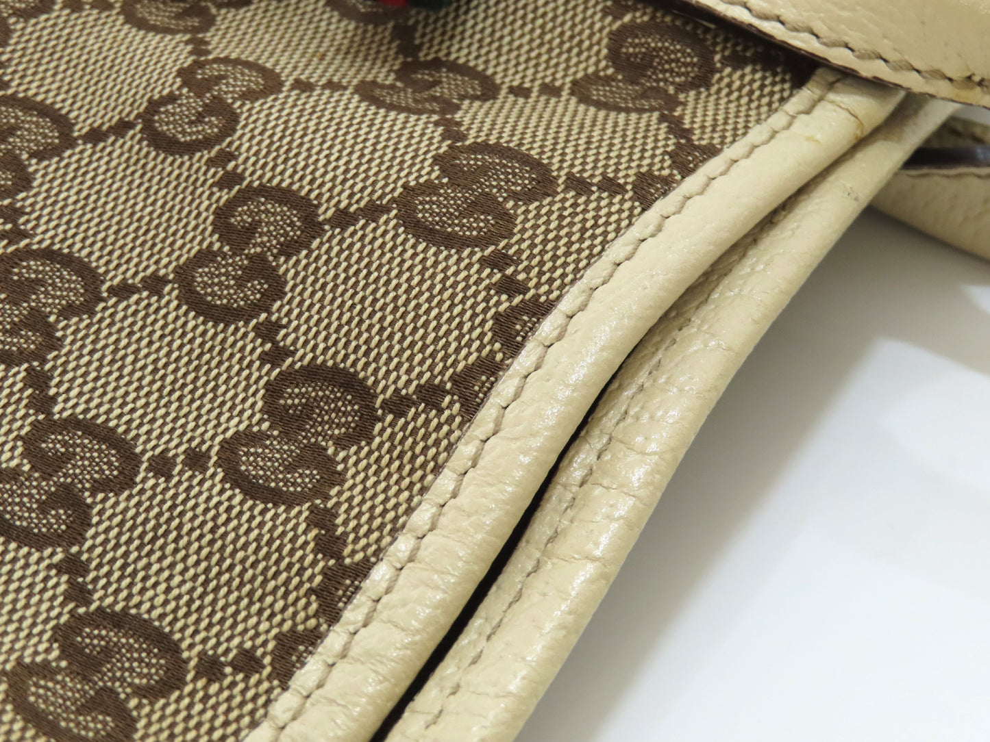 GUCCI GG Canvas Princess Ribbon Tote Bag, Beige, 163805, Handbag