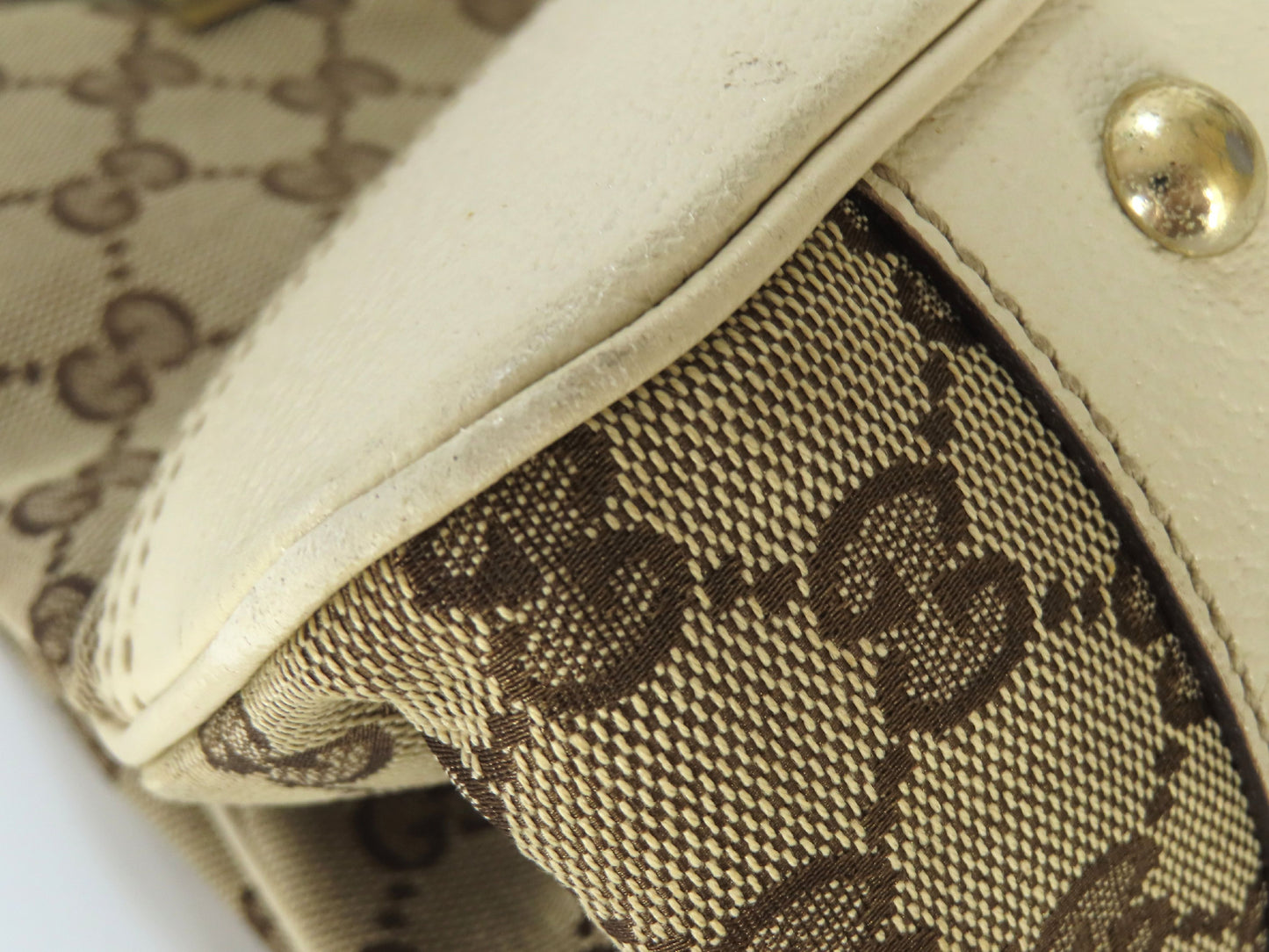 GUCCI GG Canvas Princess Ribbon Tote Bag, Beige, 163805, Handbag
