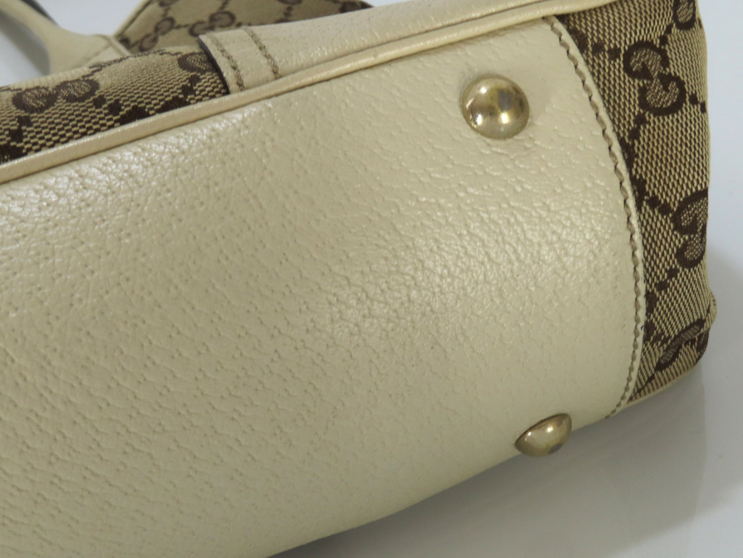 GUCCI GG Canvas Princess Ribbon Tote Bag, Beige, 163805, Handbag