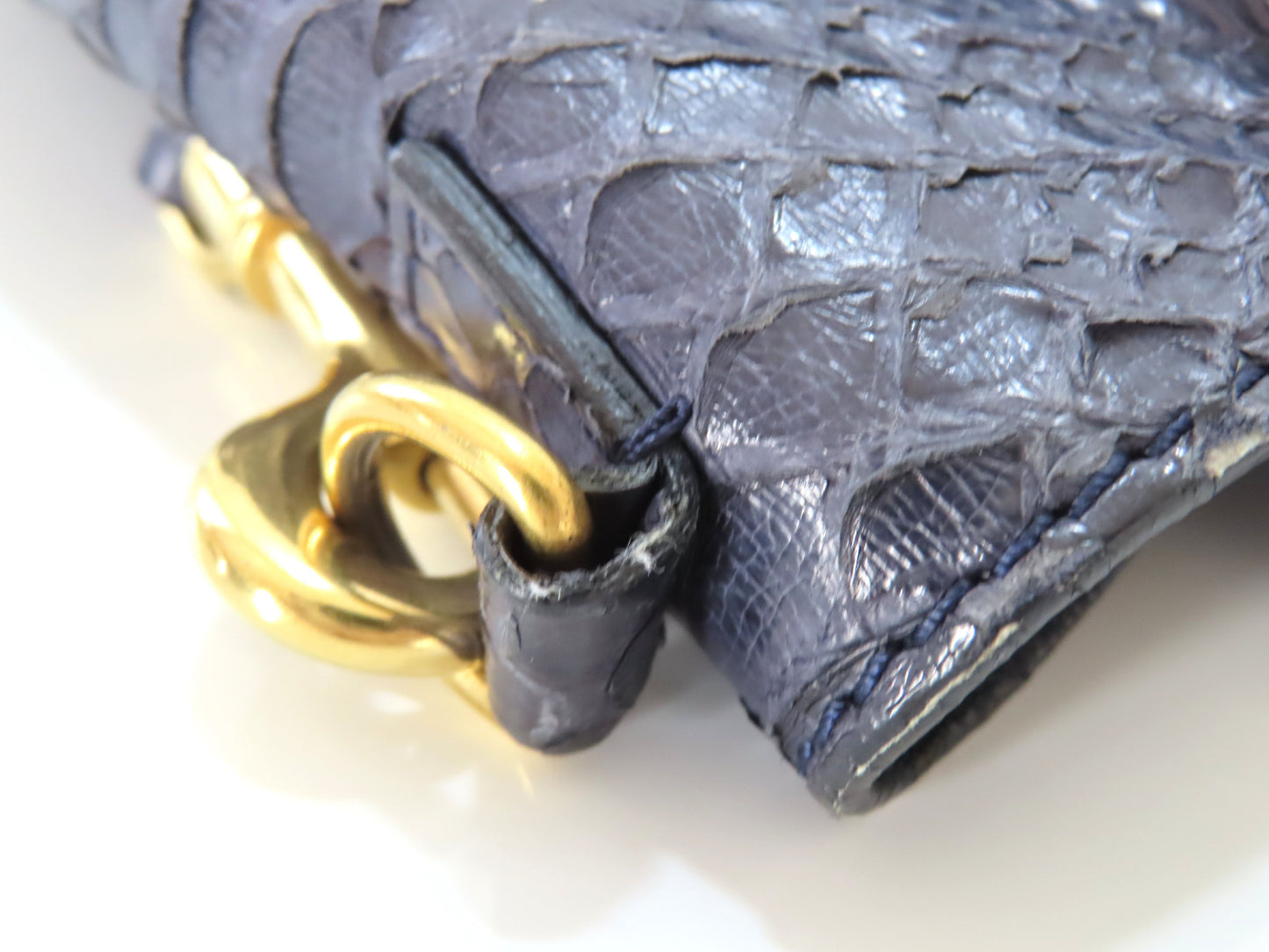 CELINE Luggage Mini Shopper Python Handbag Navy