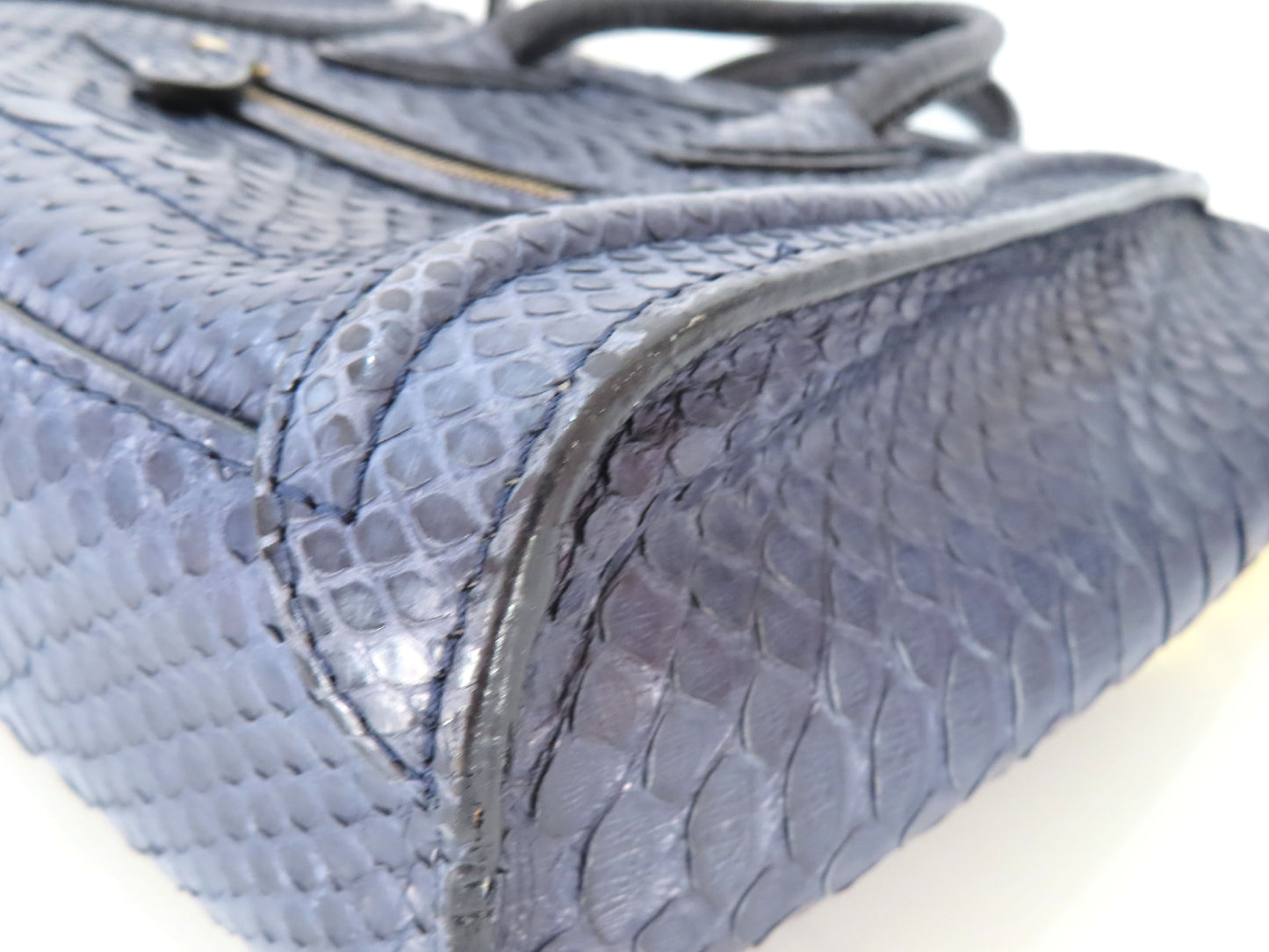 CELINE Luggage Mini Shopper Python Handbag Navy