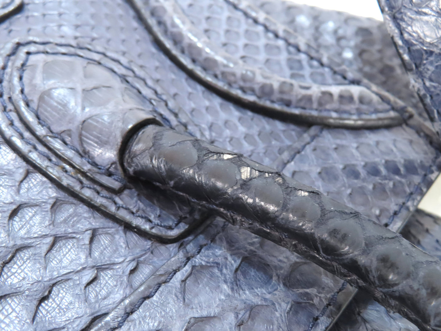 CELINE Luggage Mini Shopper Python Handbag Navy