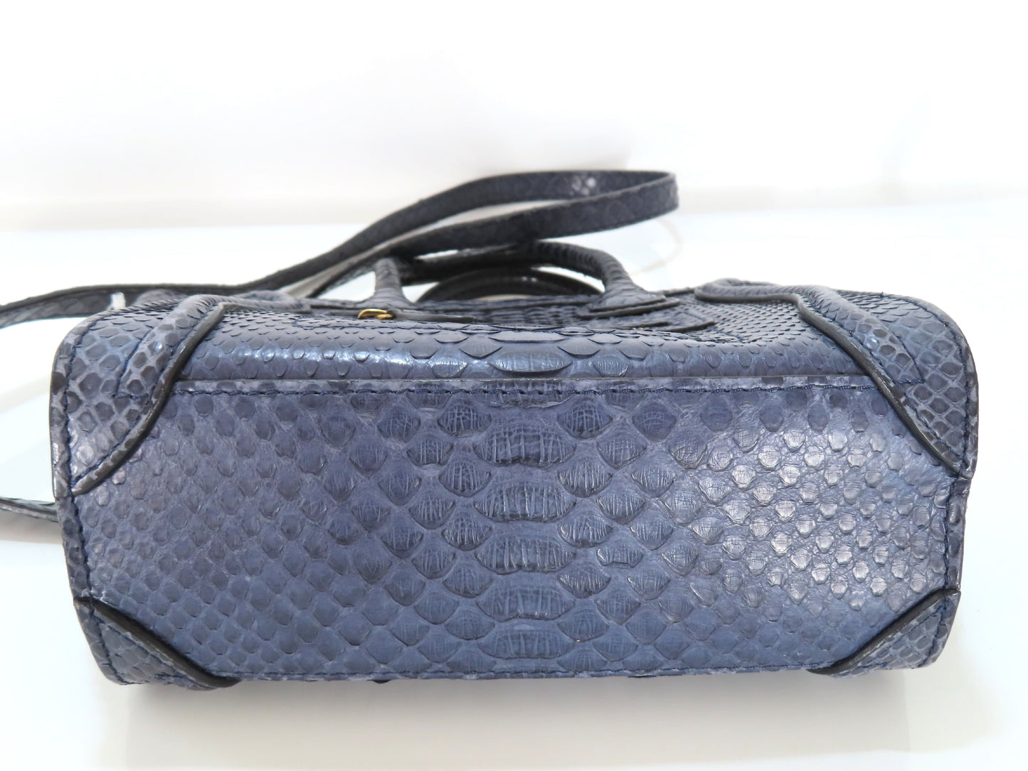 CELINE Luggage Mini Shopper Python Handbag Navy
