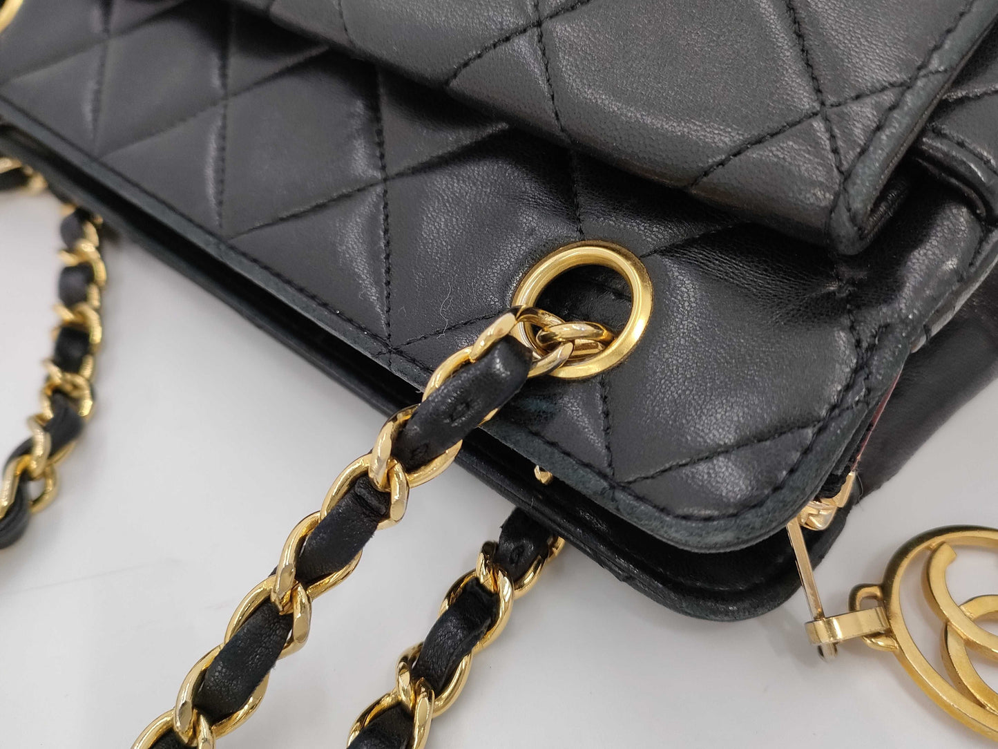 CHANEL Lambskin Chain Tote Shoulder Bag