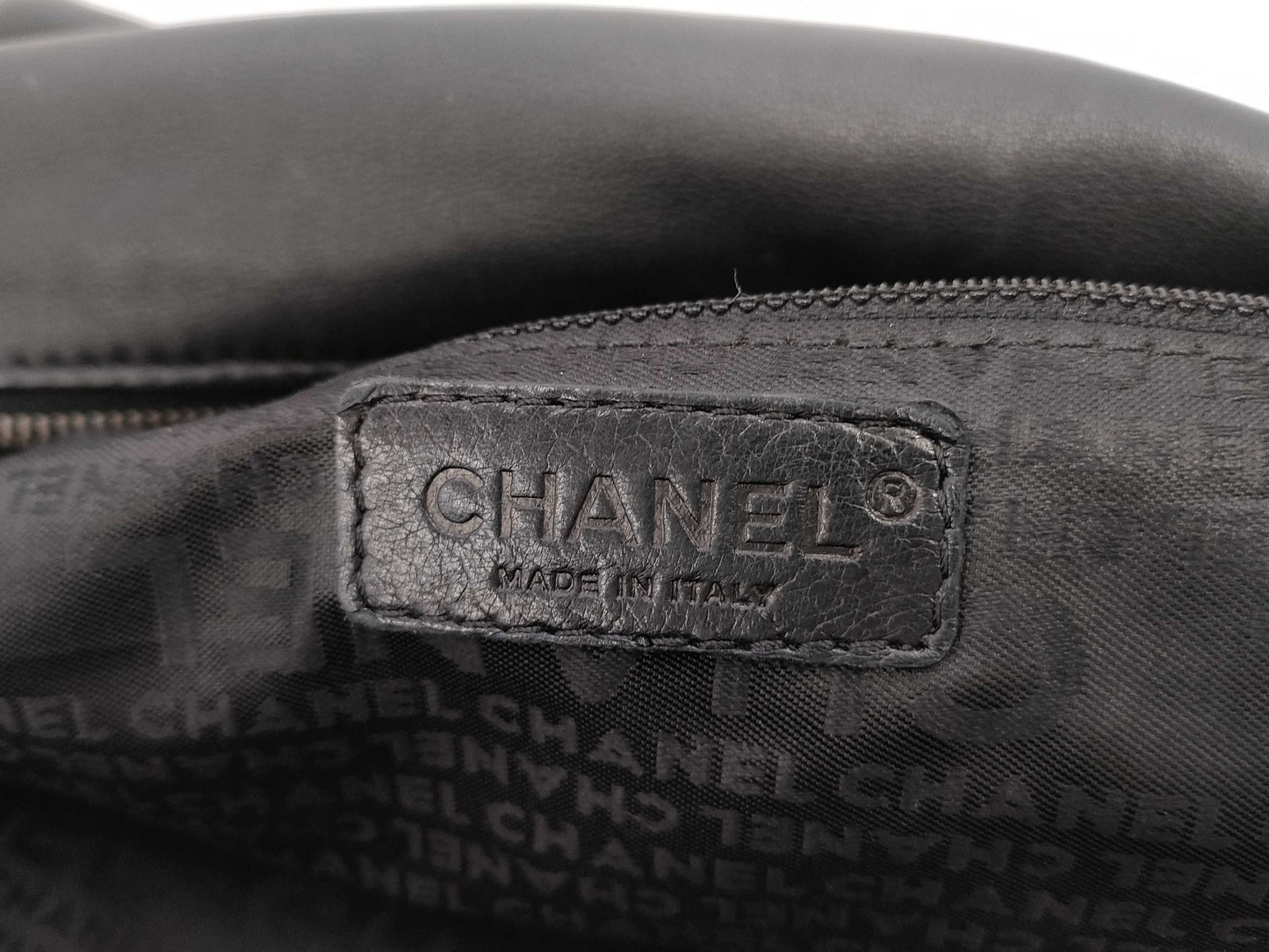 CHANEL Handbag, Harako Leather, Black, 8610456