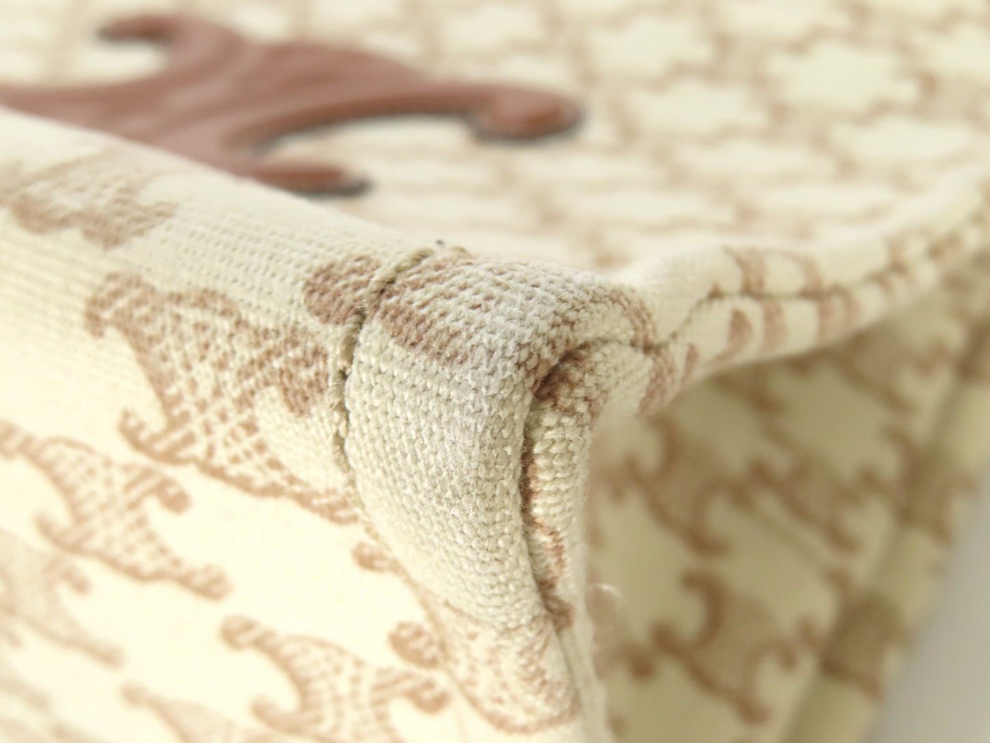 CELINE Triomphe Small Cabas Tais Beige Canvas Handbag