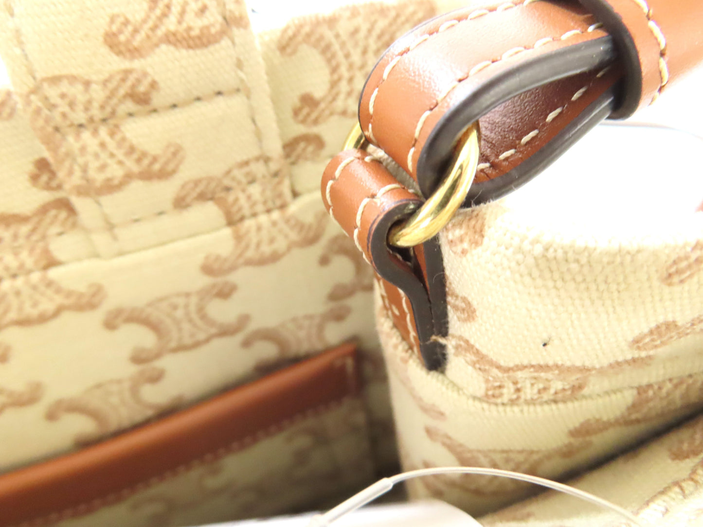 CELINE Triomphe Small Cabas Tais Beige Canvas Handbag