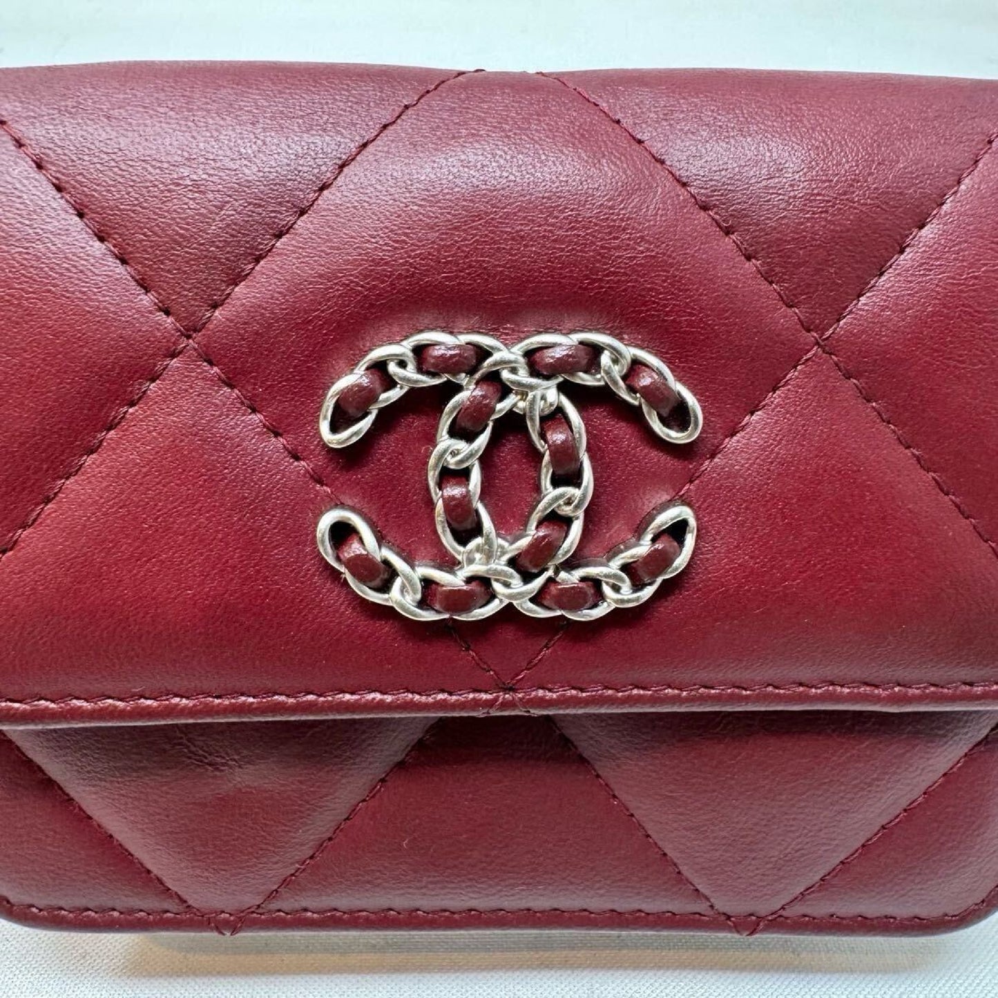 CHANEL CHANEL Mini Mini Matelasse Shoulder Bag, Chanel 19, Lambskin, Coco Mark, Chain Shoulder Wallet, Red, Shoulder Bag