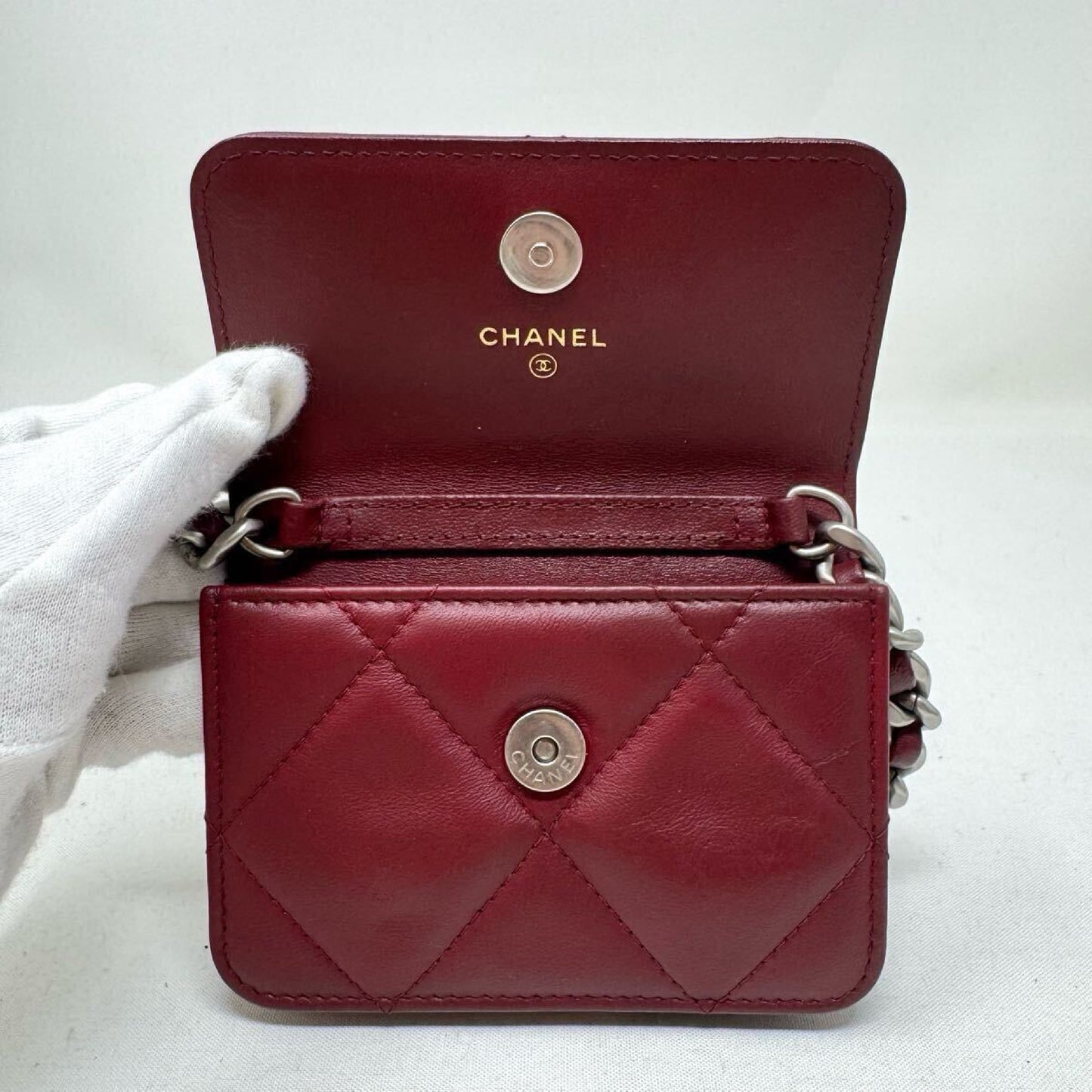 CHANEL CHANEL Mini Mini Matelasse Shoulder Bag, Chanel 19, Lambskin, Coco Mark, Chain Shoulder Wallet, Red, Shoulder Bag