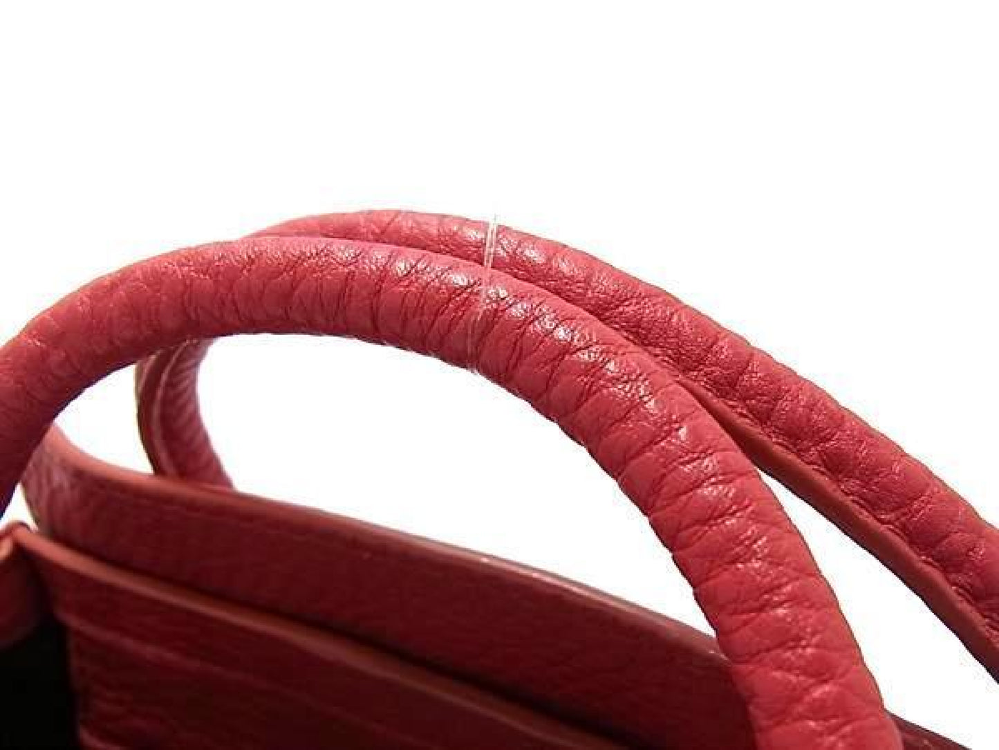 CELINE Luggage Nano Shopper Leather 2-Way Handbag Tote Shoulder Bag Crossbody Bag Red