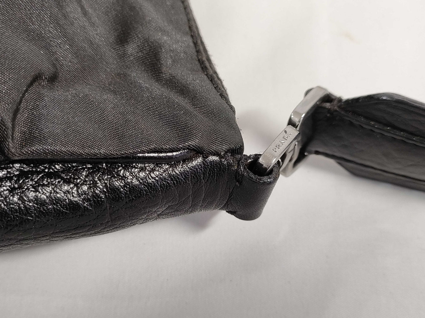 PRADA Nylon and Leather Shoulder Bag, Black