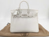 HERMES Birkin 25 Epsom White with Silver Hardware, Size M Handbag