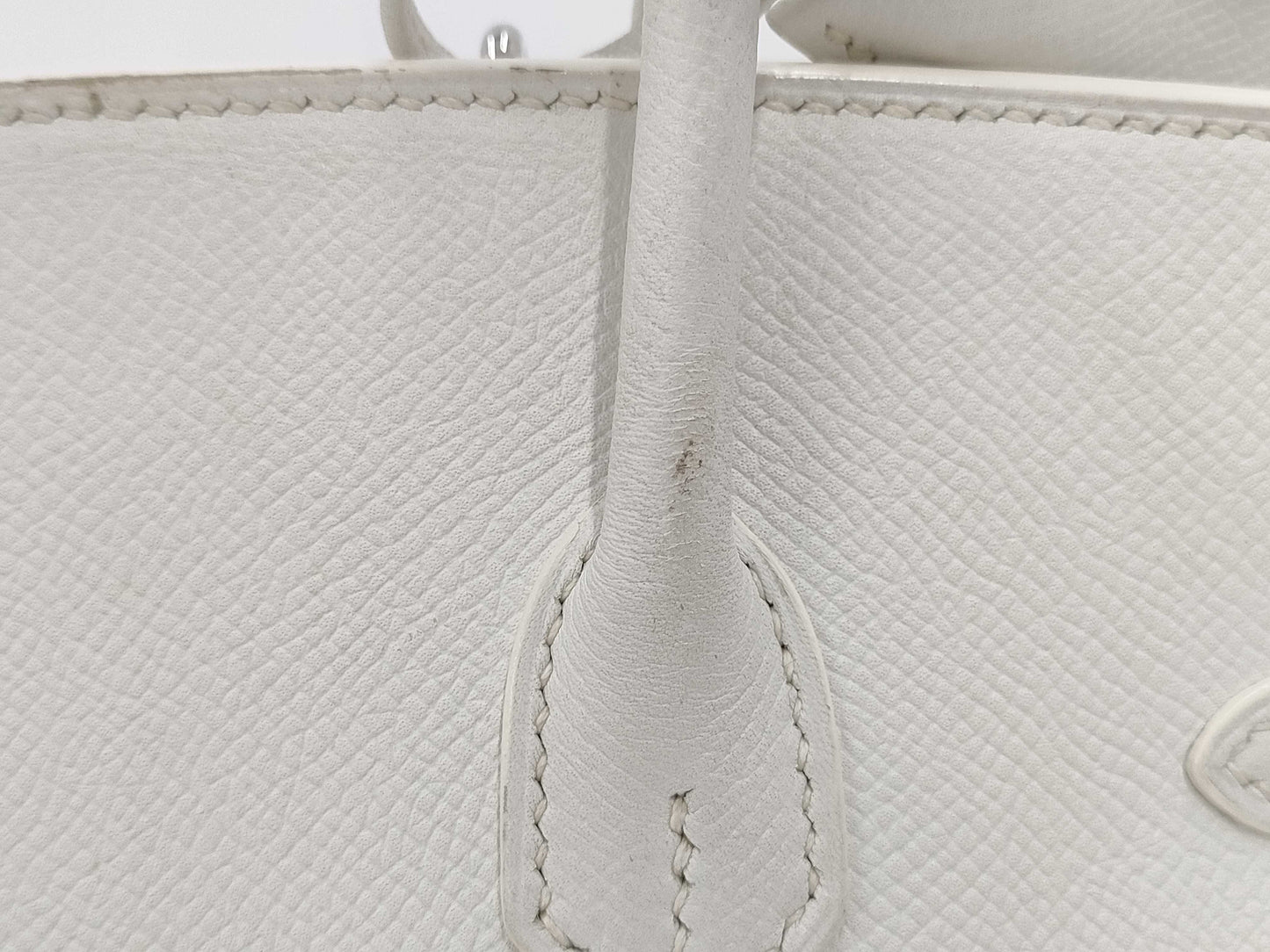HERMES Birkin 25 Epsom White with Silver Hardware, Size M Handbag