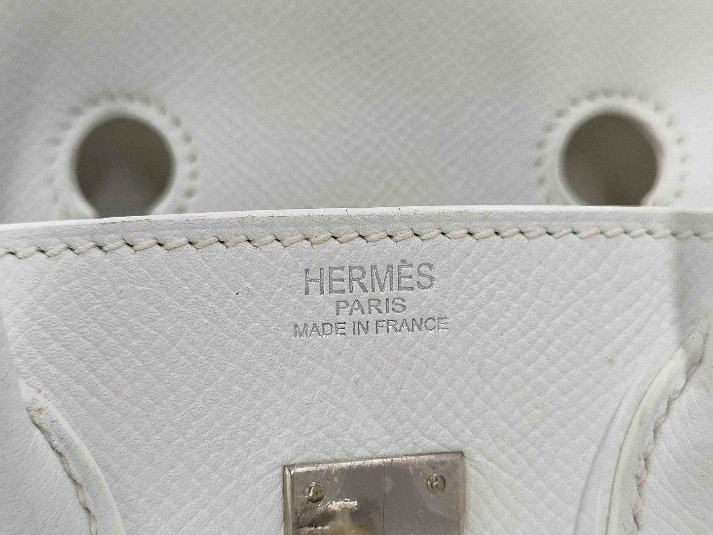 HERMES Birkin 25 Epsom White with Silver Hardware, Size M Handbag