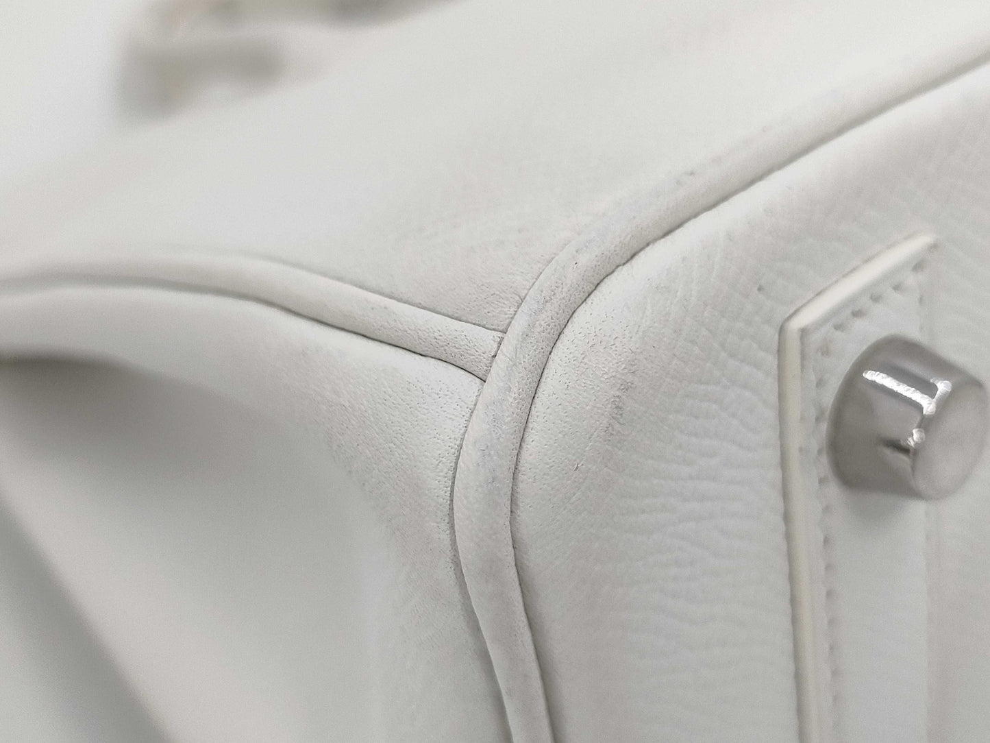 HERMES Birkin 25 Epsom White with Silver Hardware, Size M Handbag