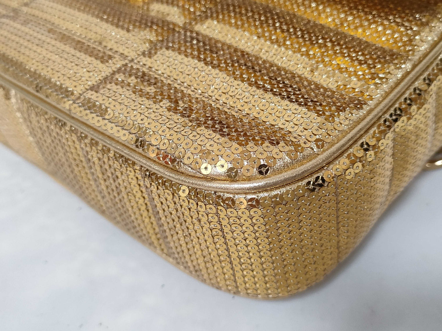 CELINE Monochrome Chain Shoulder Bag with Sequins