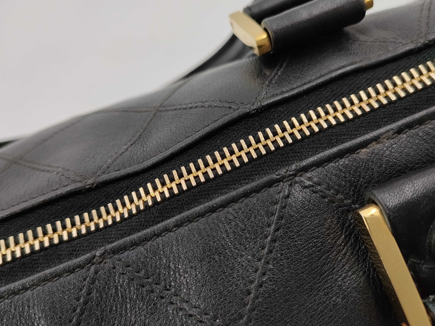 CHANEL Bicolor Coco Mark 2-Way Leather Boston Bag Handbag
