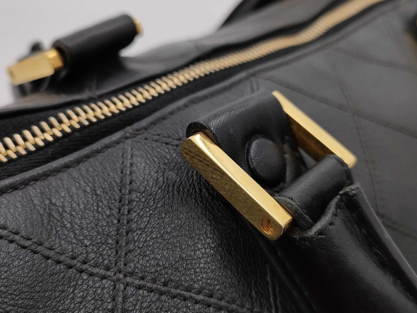 CHANEL Bicolor Coco Mark 2-Way Leather Boston Bag Handbag