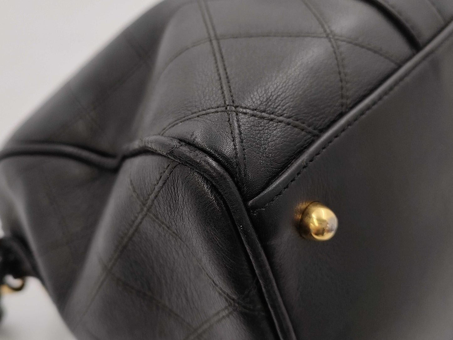CHANEL Bicolor Coco Mark 2-Way Leather Boston Bag Handbag