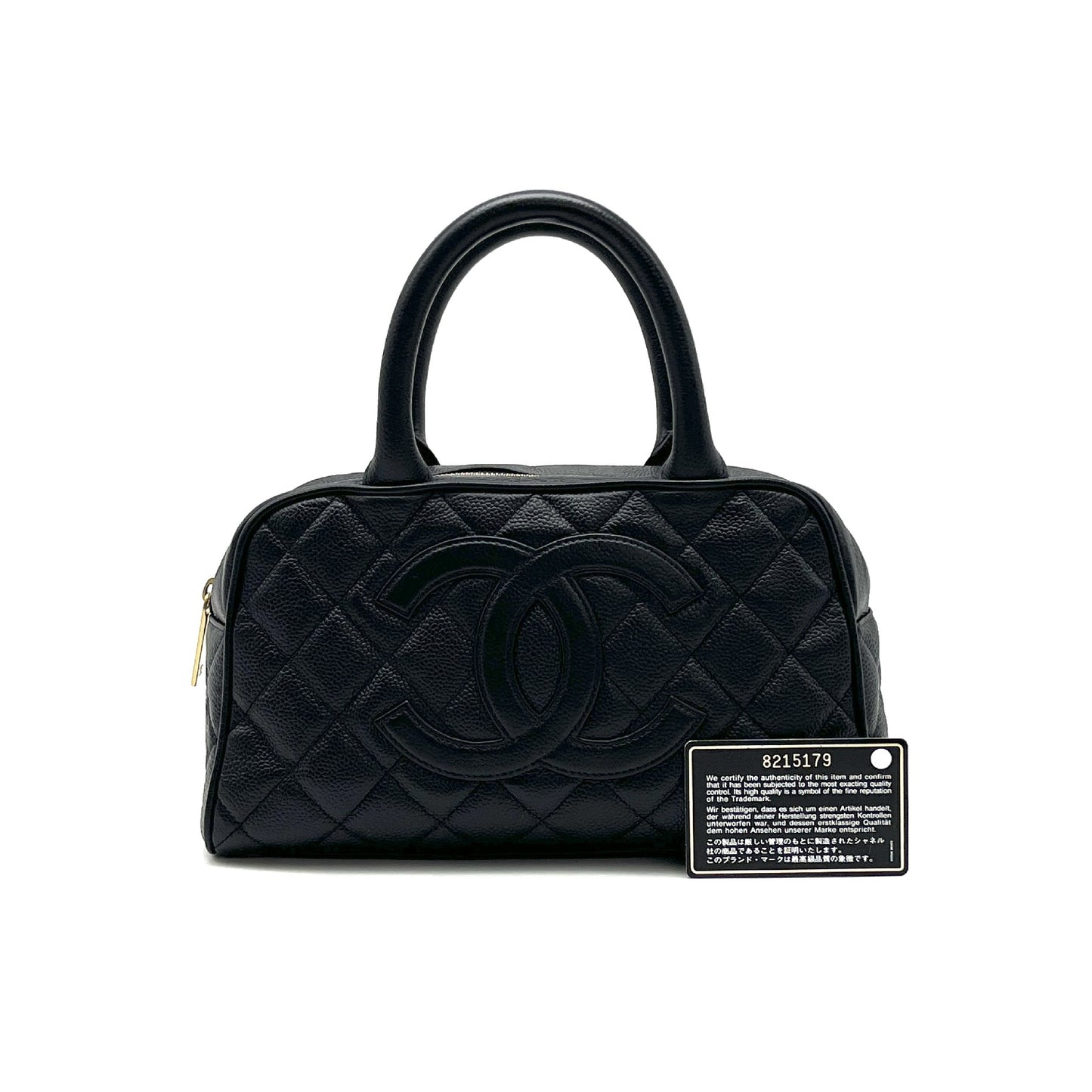 CHANEL CHANEL Matelasse Deka Coco Mark Caviar Skin Hand Mini Boston Bag Handbag