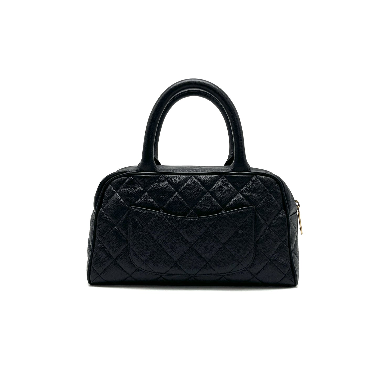 CHANEL CHANEL Matelasse Deka Coco Mark Caviar Skin Hand Mini Boston Bag Handbag