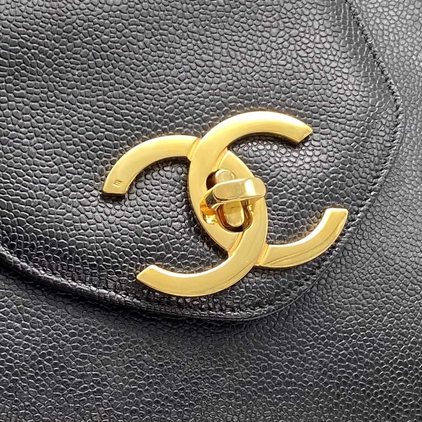 CHANEL CHANEL Supermodel Large Coco Mark Turnlock Caviar Leather Chain Shoulder Tote Bag